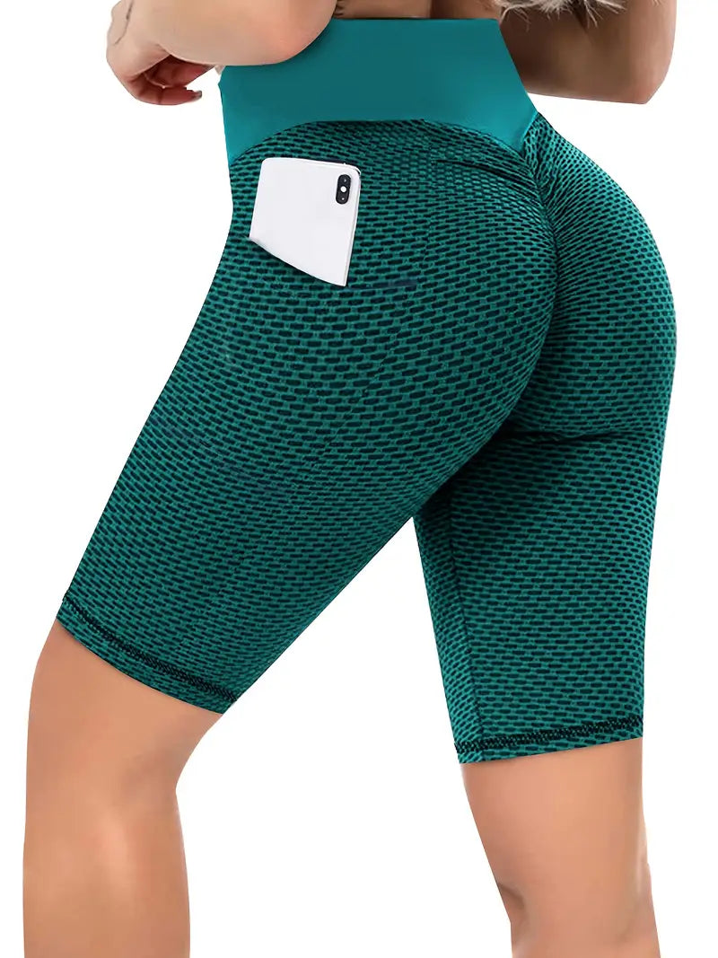 Shorts esportivo de cintura alta com bolso