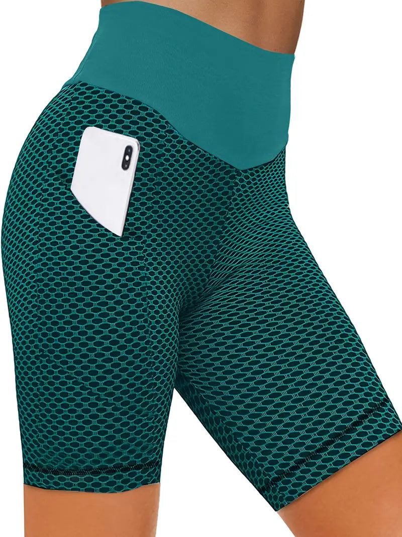 Shorts esportivo de cintura alta com bolso