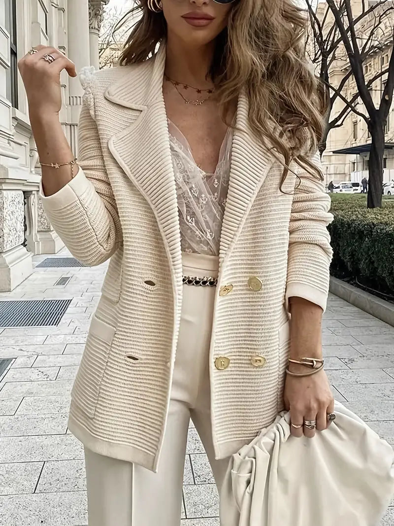 Casaco casual Pit Strip Blazer, botões de bolso solto lapela manga longa