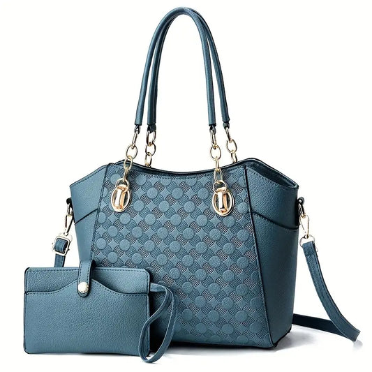 Bolsa em relevo com padrão clássico, bolsa de cor sólida