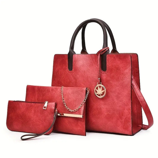 Conjuntos de 3 Bolsa  clássicas, bolsa multifuncional de cor sólida para trabalho e viagens