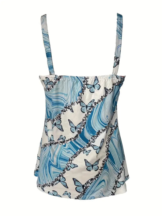 Blusa estilo tank com estampa de lábios de leopardo, top sexy sem mangas de verão com amarração nas costas