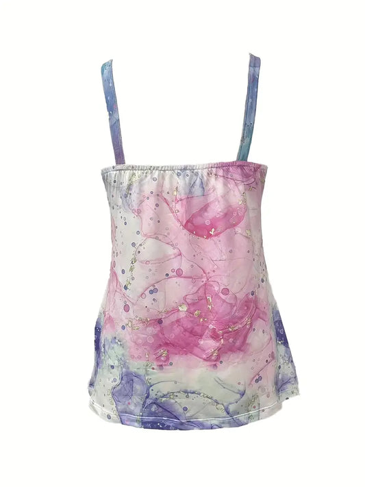 Blusa estilo tank com estampa de lábios de leopardo, top sexy sem mangas de verão com amarração nas costas