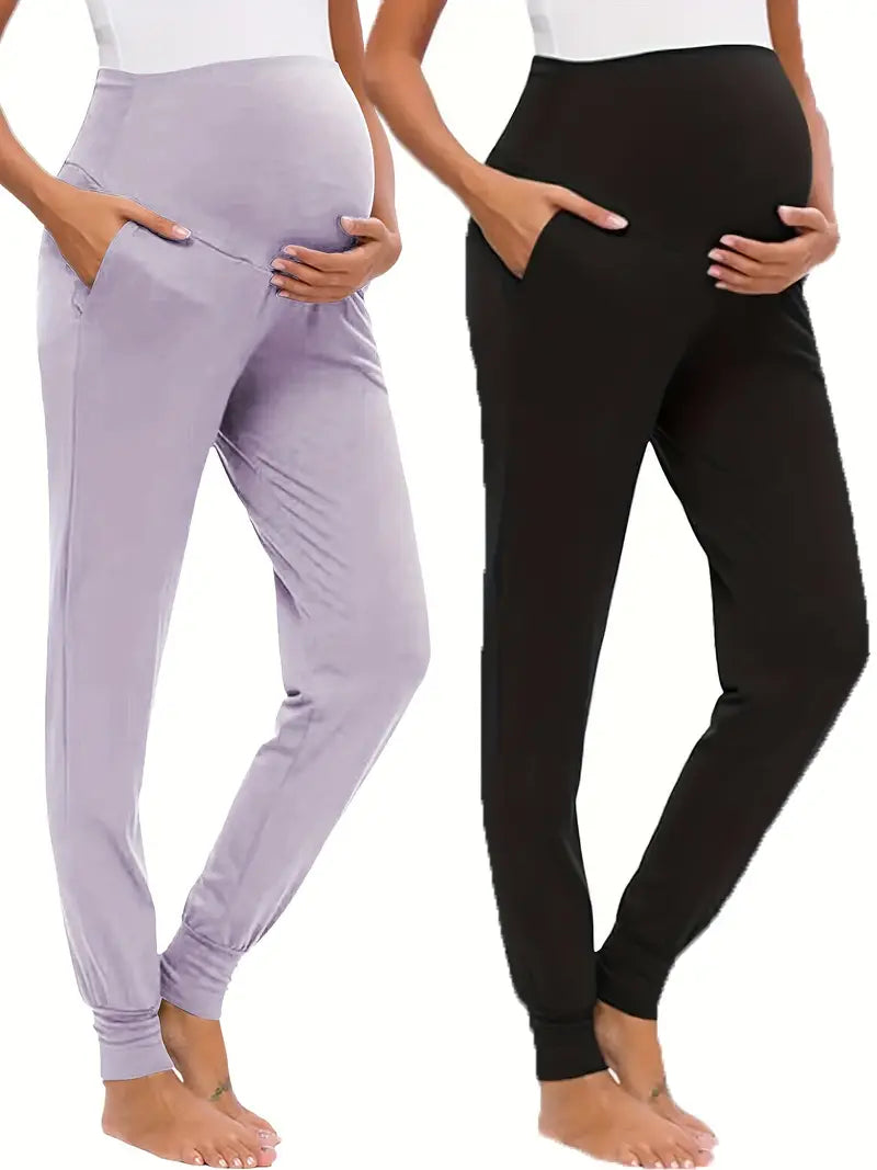 2 peças confortáveis de cintura com bolso e com suporte para barriga para maternidade