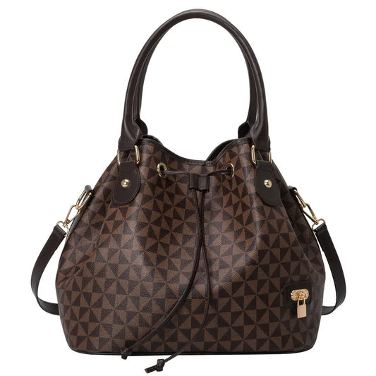 Bolsa luxuosa impressa em Argyle, bolsa crossbody de couro PU, bolsa grande com cordão para mulheres