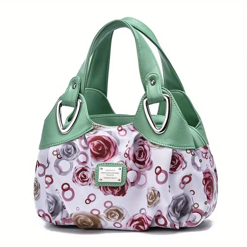 Bolsas femininas com estampa de flores, bolsa casual feminina, bolsa de couro sintético para escritório e trabalho