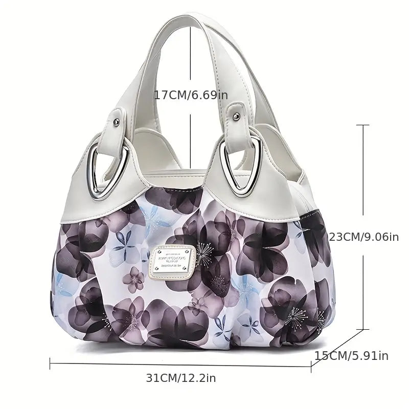 Bolsas femininas com estampa de flores, bolsa casual feminina, bolsa de couro sintético para escritório e trabalho