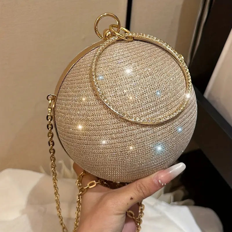 Bolsa redonda mini glitter, bolsa clutch