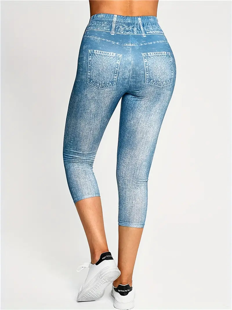 Bermuda colante elásticas de Jeans com estampa floral