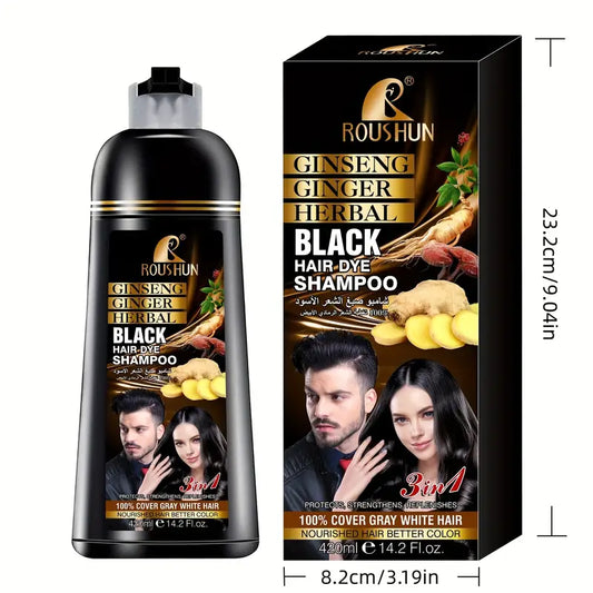 420ml- Shampoo de tintura de cabelo preto para cabelos grisalhos, shampoo de tintura de cabelo instantânea, coloração de cabelo em minutos Shampoo de tintura de cabelo de cor natural e de longa duração para homens e mulheres