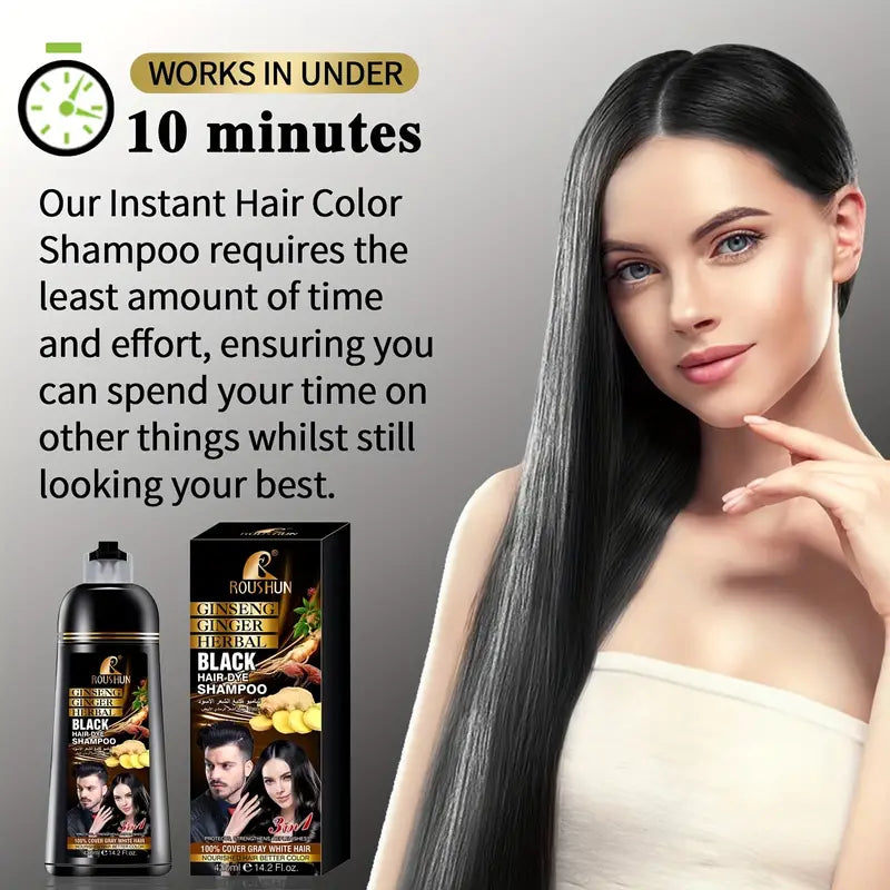 420ml- Shampoo de tintura de cabelo preto para cabelos grisalhos, shampoo de tintura de cabelo instantânea, coloração de cabelo em minutos Shampoo de tintura de cabelo de cor natural e de longa duração para homens e mulheres