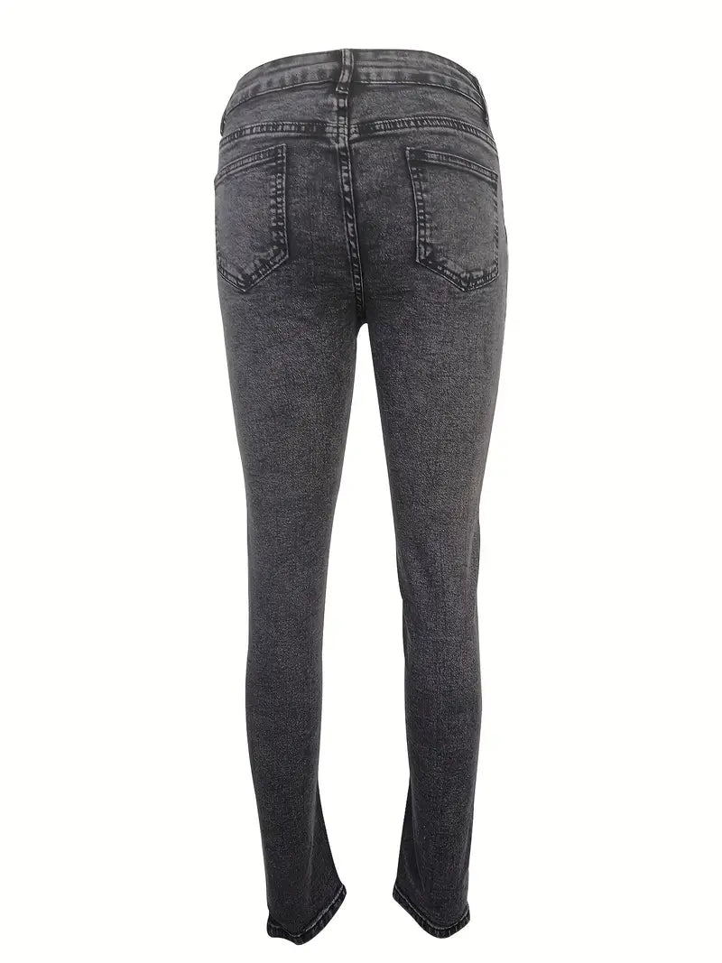 Calças jeans skinny casuais de cintura alta