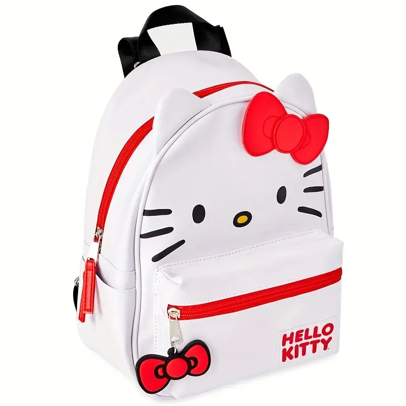 Mochila Sanrio Hello Kitty, mochila de couro PU de desenho animado, linda mochila escolar