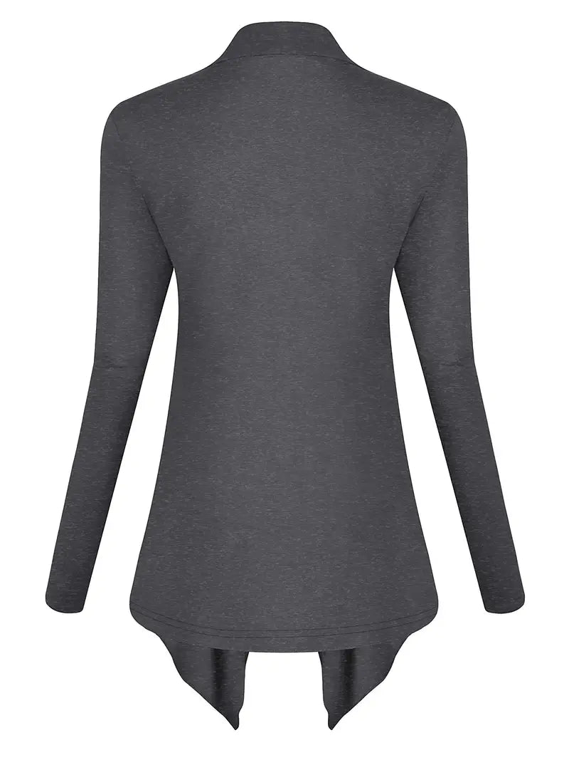 Camisola feminino elegante com cortina frontal aberta e sólida – bainha assimétrica leve e fluida