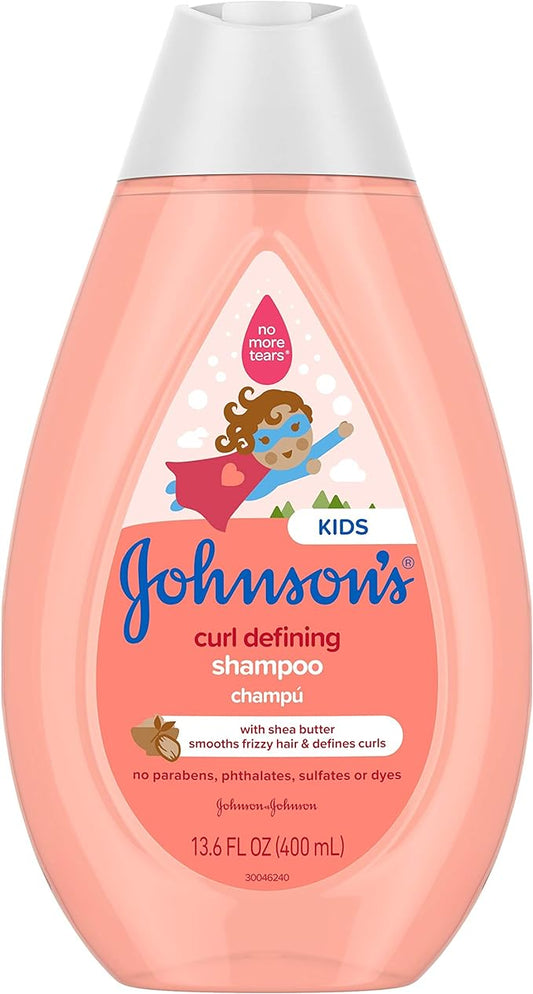 Shampoo infantil Johnson's sem lágrimas com manteiga de karité, fórmula sem parabenos, sulfatos e corantes, hipoalergênico e suave para cabelos de crianças pequenas