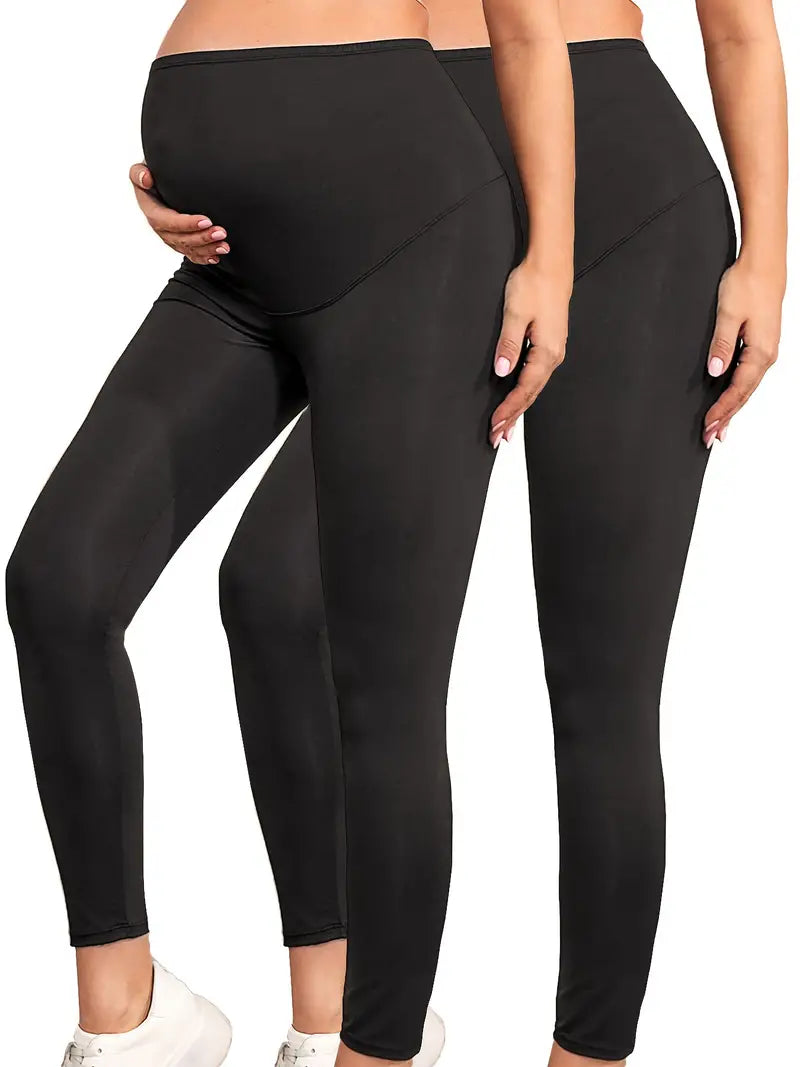 2 peças colantes femininas sólidas para gestantes slim fit médio