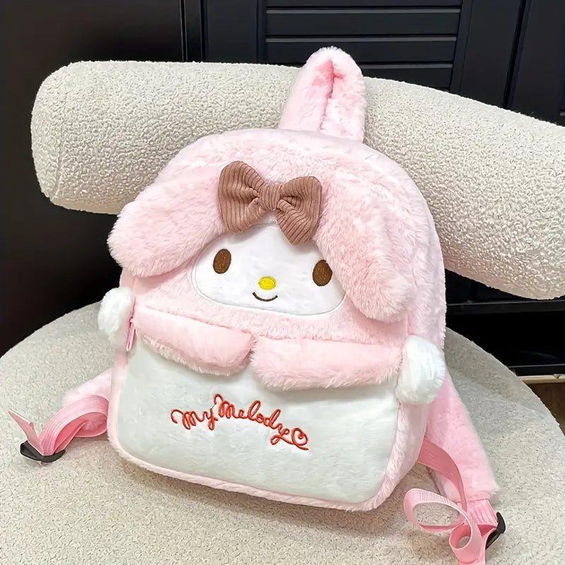 Mochila de pelúcia Sanrio Cartoon, bolsa de armazenamento Melody