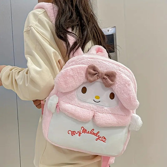 Mochila de pelúcia Sanrio Cartoon, bolsa de armazenamento Melody