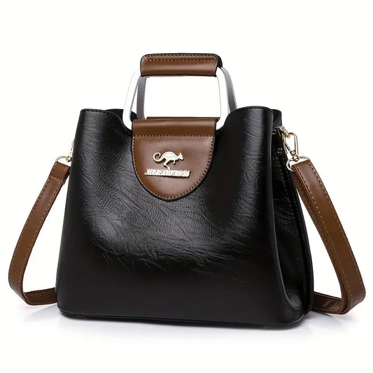 Bolsa feminina estilo retrô, bolsa crossbody elegante, bolsa de ombro de couro