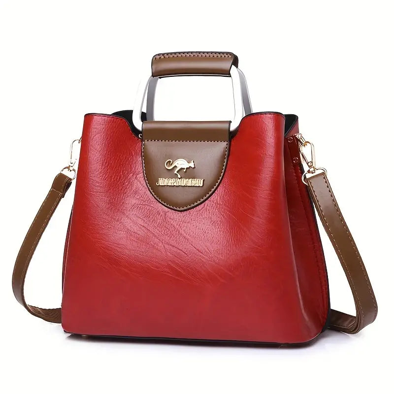 Bolsa feminina estilo retrô, bolsa crossbody elegante, bolsa de ombro de couro