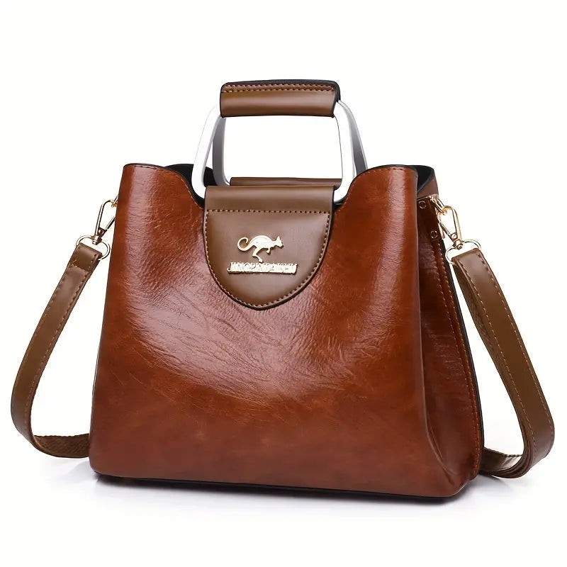 Bolsa feminina estilo retrô, bolsa crossbody elegante, bolsa de ombro de couro