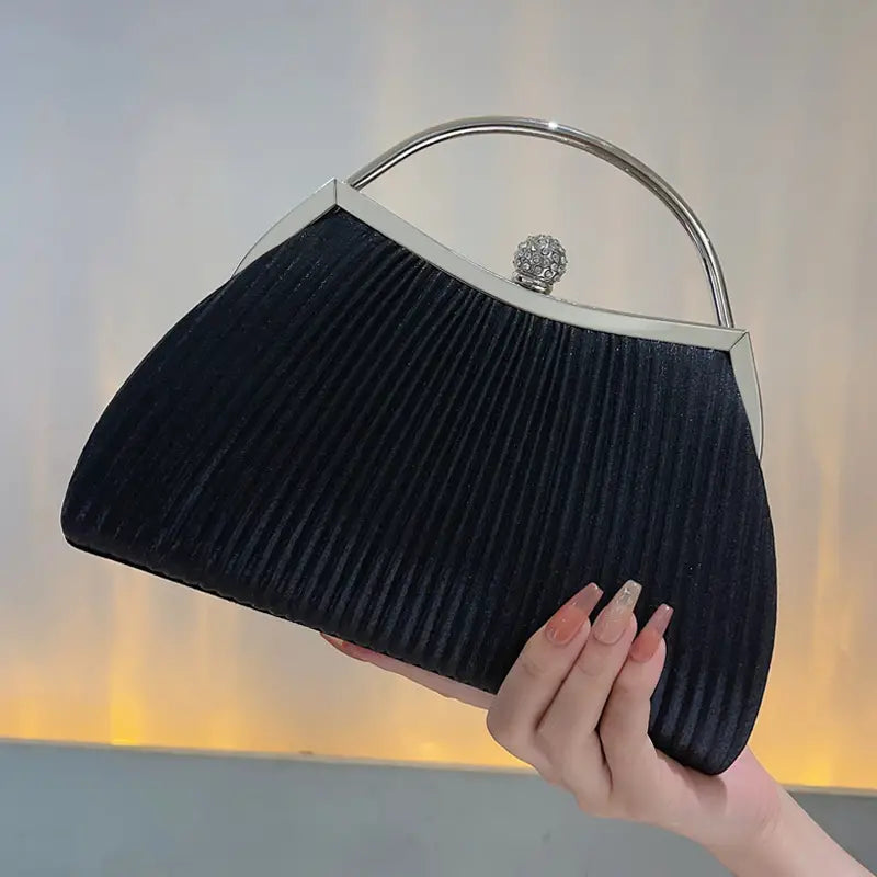 Bolsa franzida para mulheres, bolsa clutch com anel superior