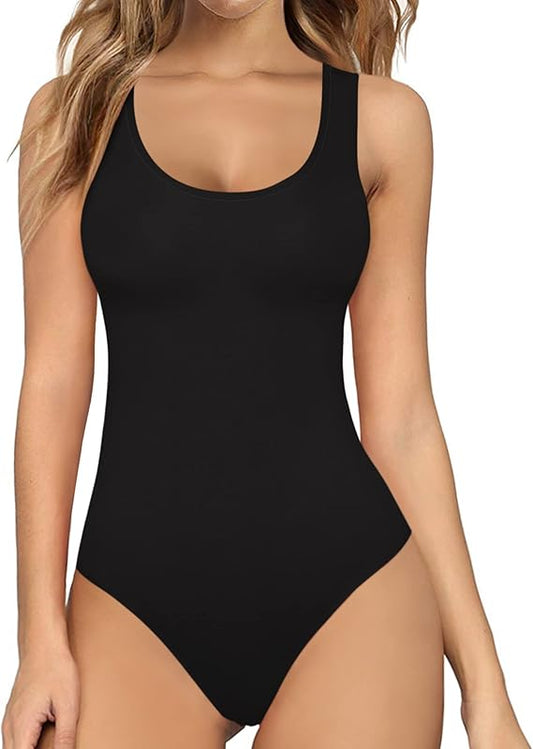 Body feminino sem mangas com decote redondo e regata