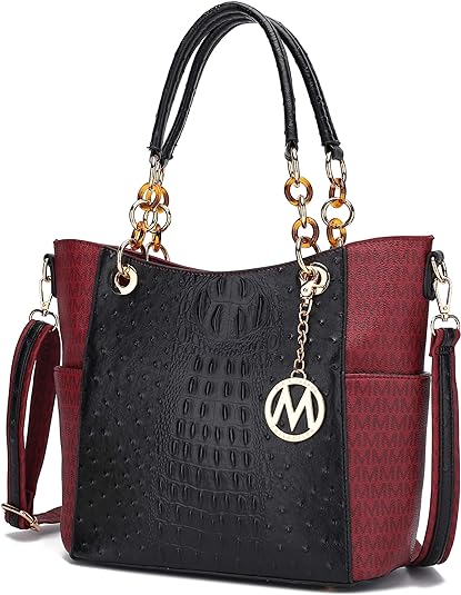 Bolsa de ombro da coleção MKF para mulheres, bolsa de couro PU com alça superior e bolsa crossbody