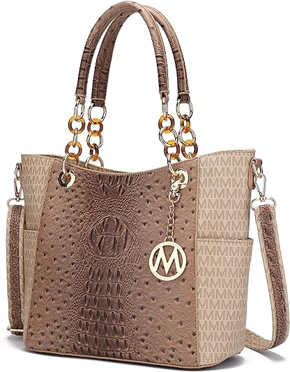 Bolsa de ombro da coleção MKF para mulheres, bolsa de couro PU com alça superior e bolsa crossbody