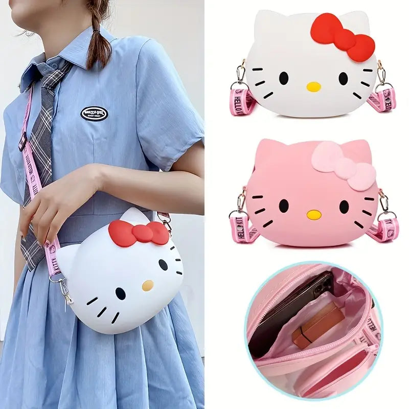 Bolsa de tamanho pequeno crossbody fofa Sanrio, bolsa de desenho animado Hello Kitty