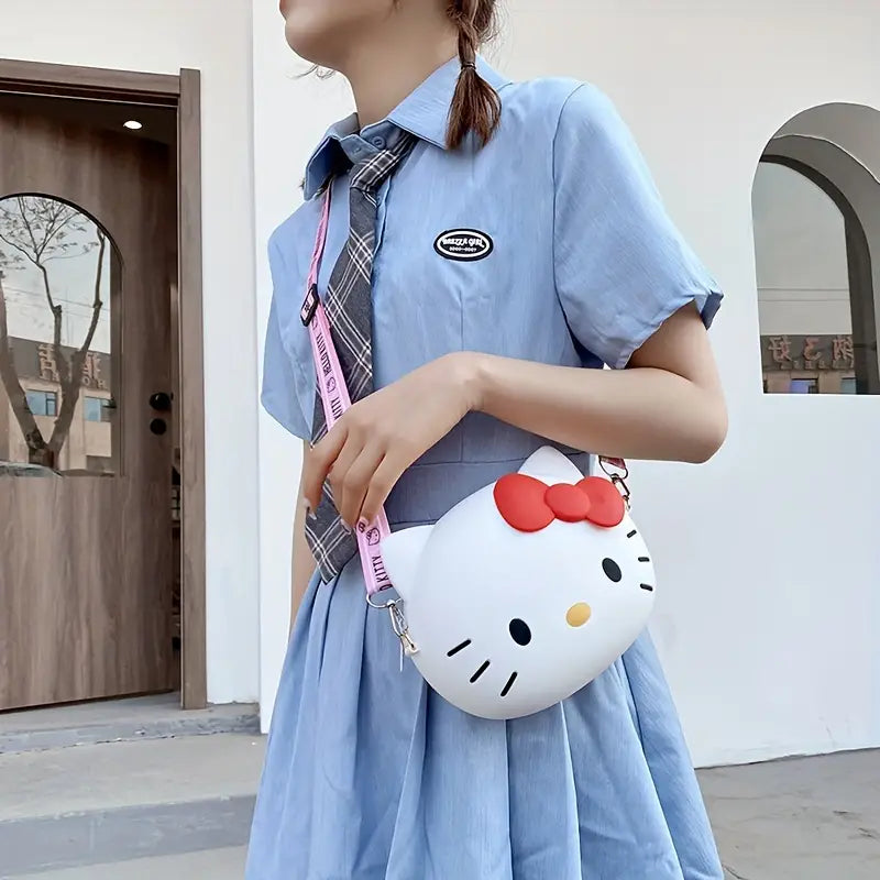 Bolsa de tamanho pequeno crossbody fofa Sanrio, bolsa de desenho animado Hello Kitty