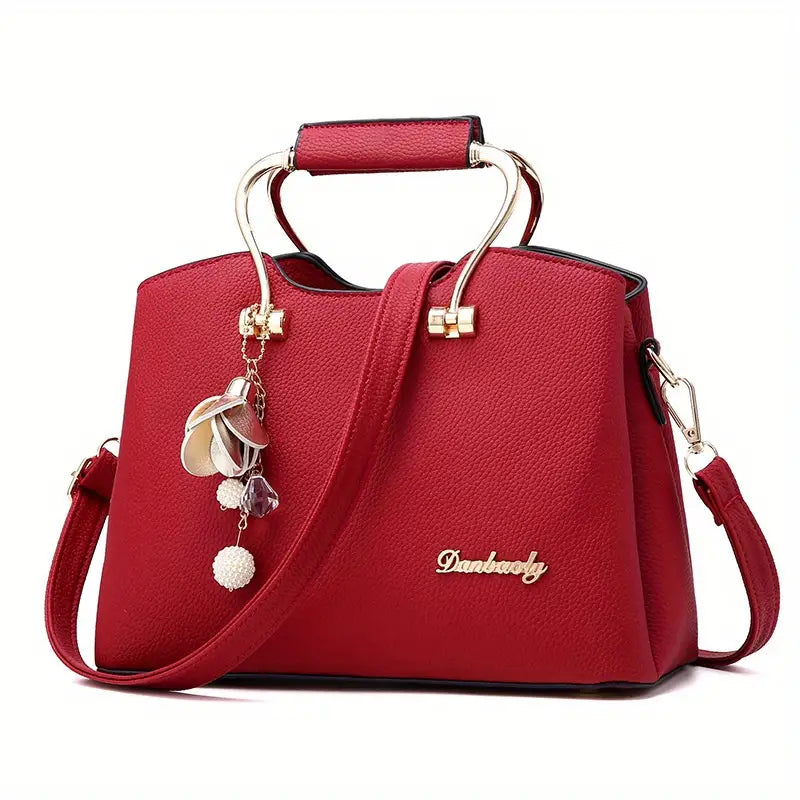 Bolsa estilo clássico, bolsa feminina de couro PU, bolsa crossbody moderna