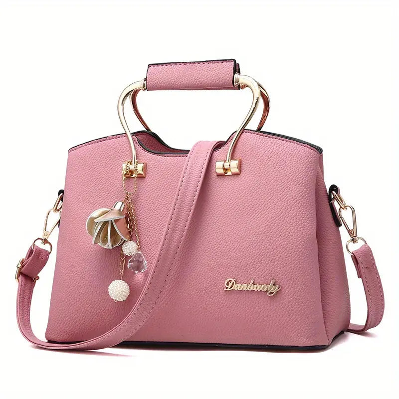 Bolsa estilo clássico, bolsa feminina de couro PU, bolsa crossbody moderna