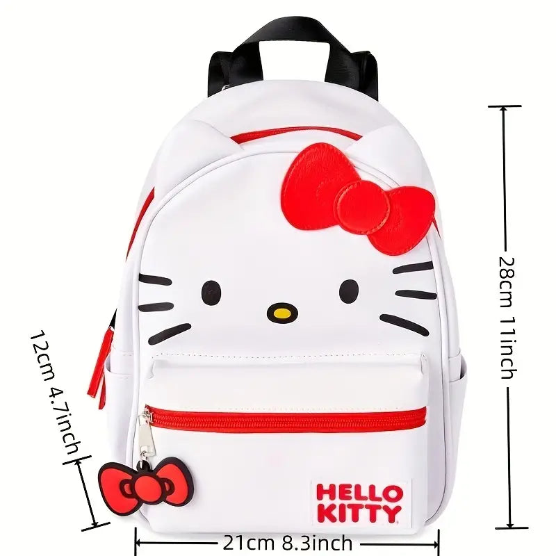 Mochila Sanrio Hello Kitty, mochila de couro PU de desenho animado, linda mochila escolar