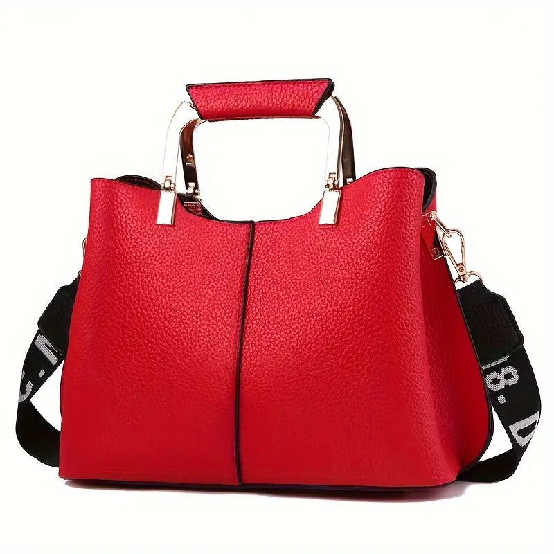 Bolsa feminina com contraste de cores, bolsa crossbody moderna, bolsa de ombro em couro PU