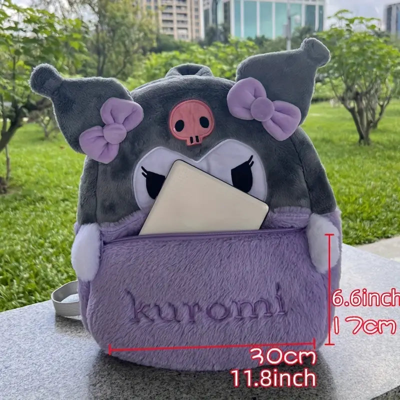 Mochila de pelúcia Sanrio Cartoon, bolsa de armazenamento Kuromi