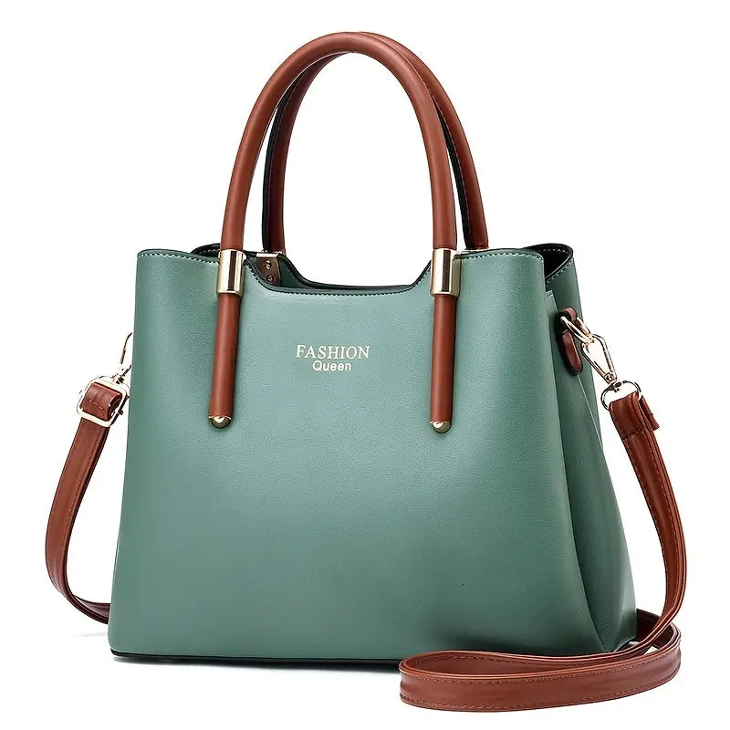 Bolsa feminina com contraste de cores, bolsa crossbody moderna, bolsa de ombro em couro PU