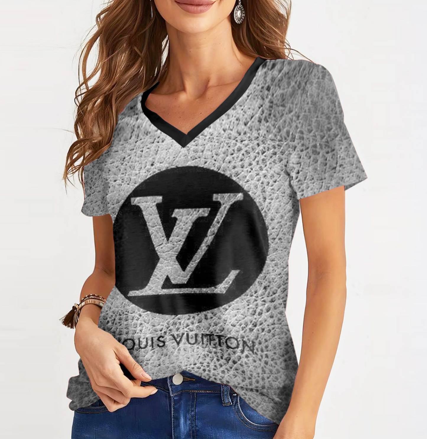 Camiseta Feminina de gola V LOUIS VUITTON