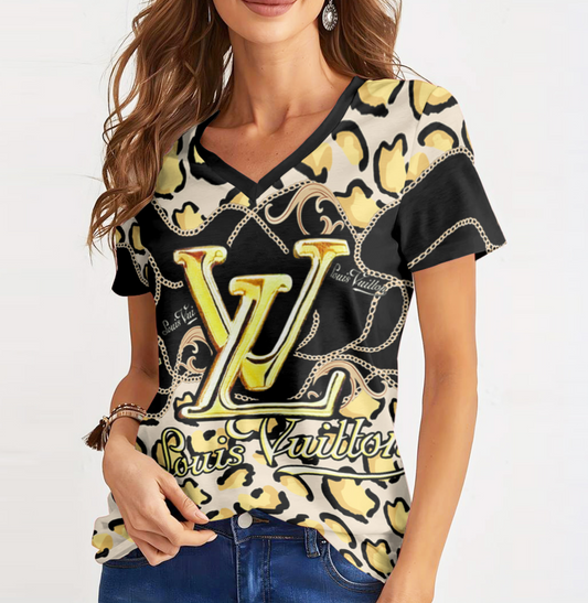 Camiseta Feminina de gola V LOUIS VUITTON