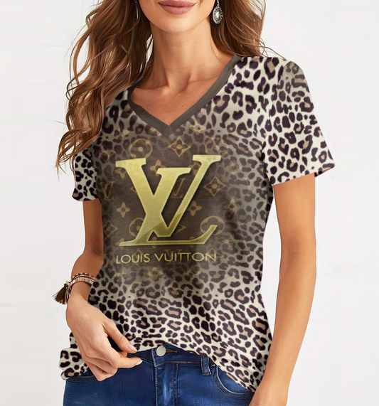 Camiseta Feminina de gola V LOUIS VUITTON