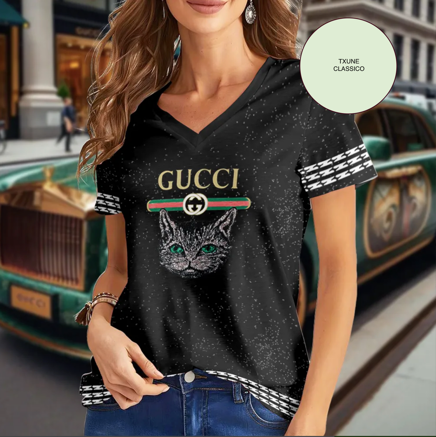 Camiseta Feminina de gola GUCCI