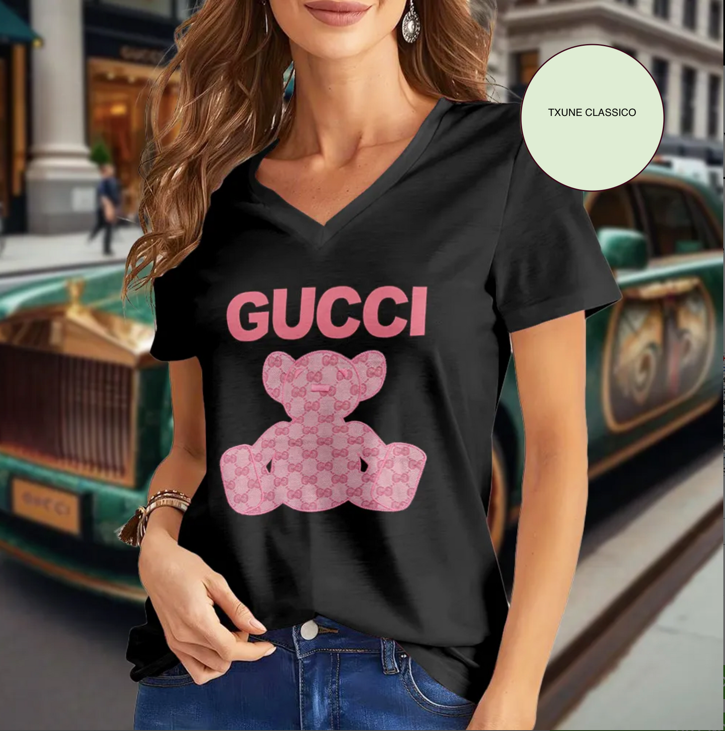 Camiseta Feminina de gola GUCCI