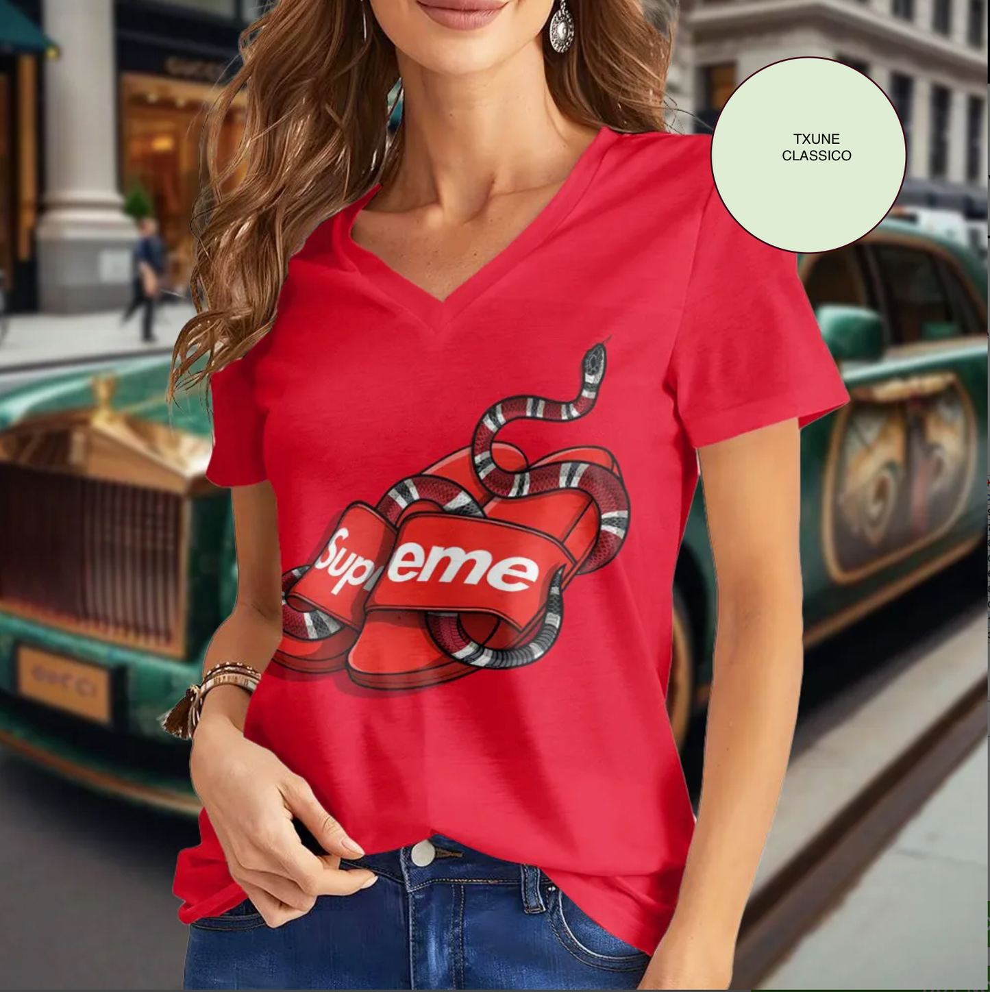 Camiseta Feminina de gola GUCCI