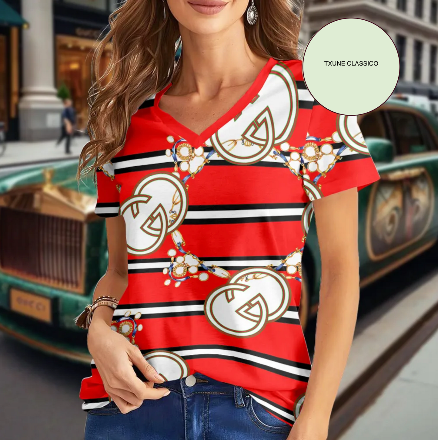 Camiseta Feminina de gola GUCCI