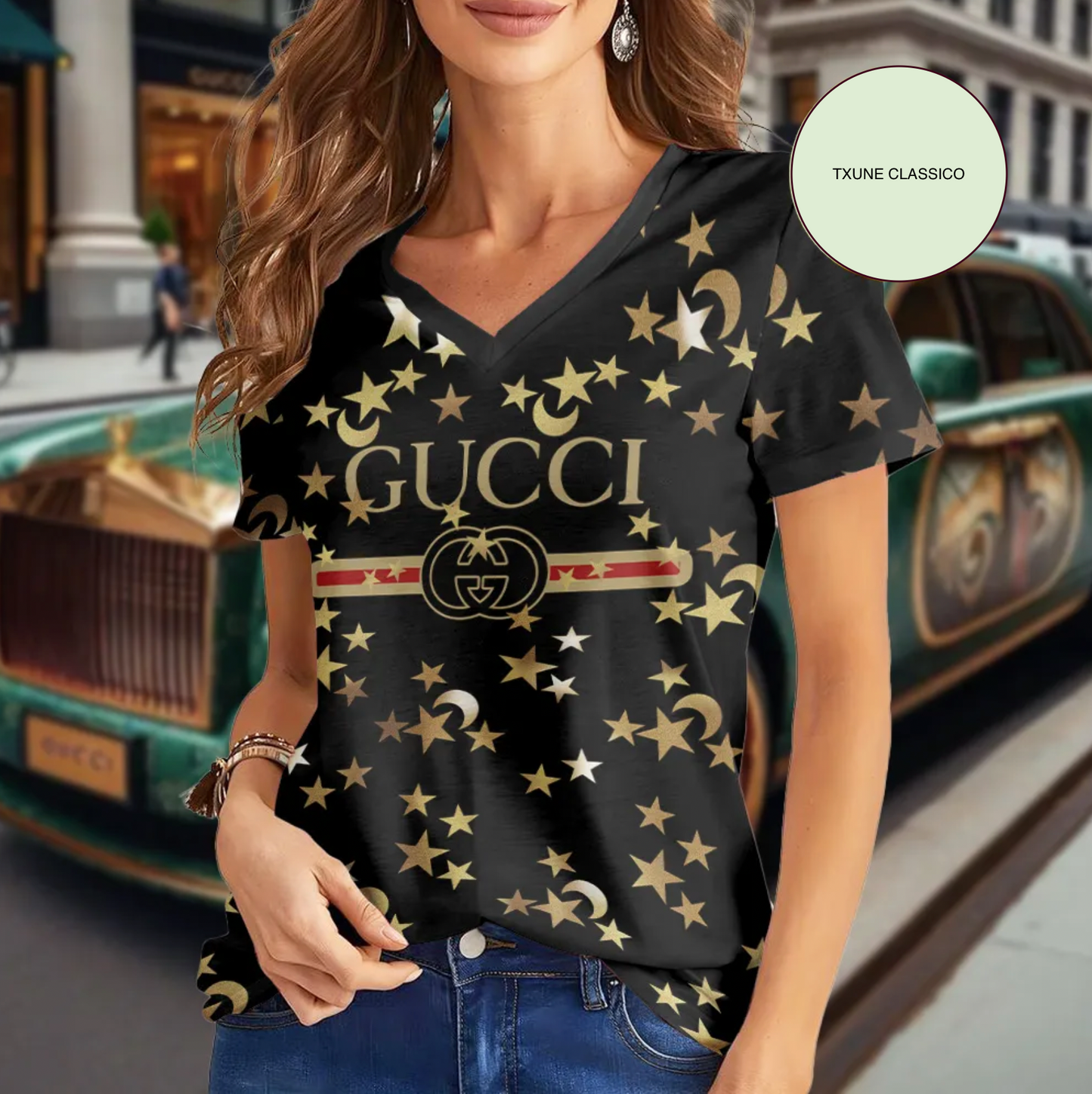 Camiseta Feminina de gola GUCCI