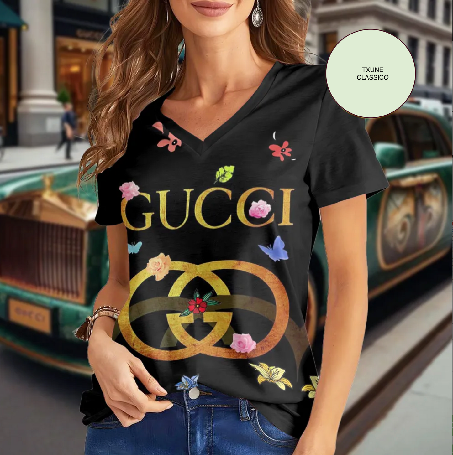 Camiseta Feminina de gola GUCCI