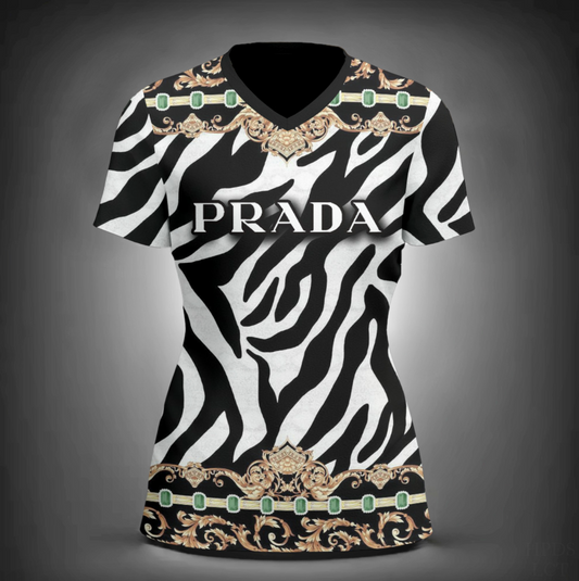 Camiseta Feminina de gola V PRADA