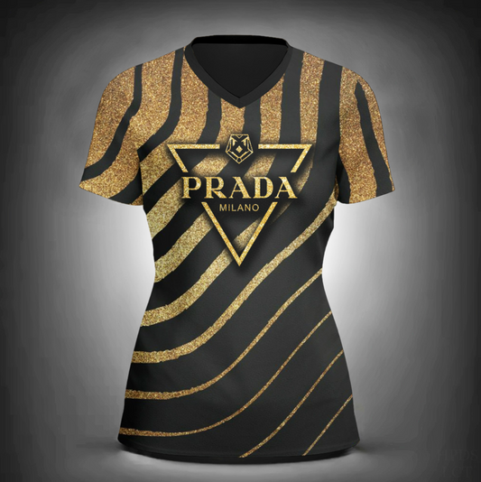 Camiseta Feminina de gola V PRADA