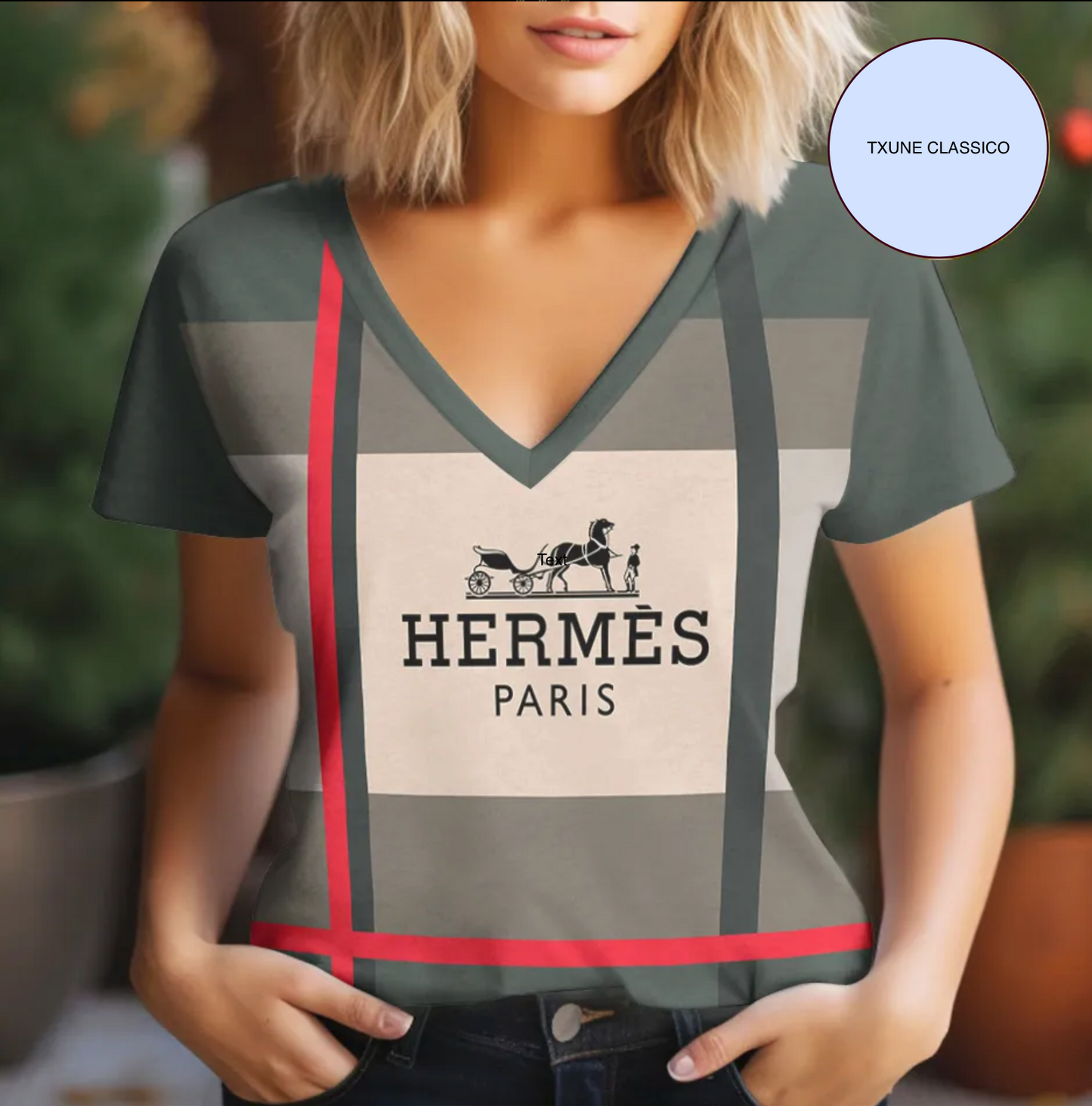 Camiseta Feminina gola V HERMÊS