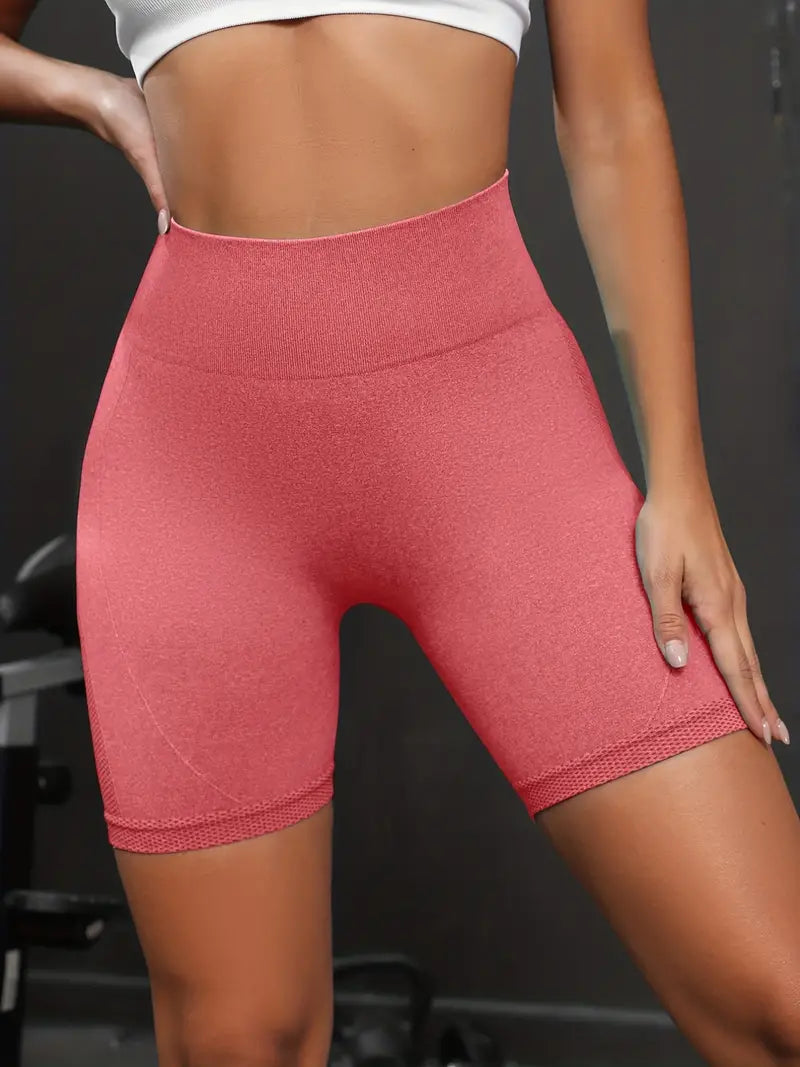 Shorts sólidos e elásticos, shorts esportivos de treino de fitness